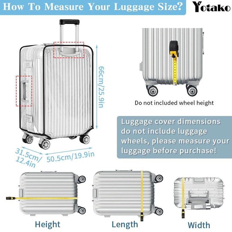 Yotako Clear PVC Suitcase Cover Protectors 28 Inch Luggage Cover for Wheeled Suitcase 28'' - Image 5